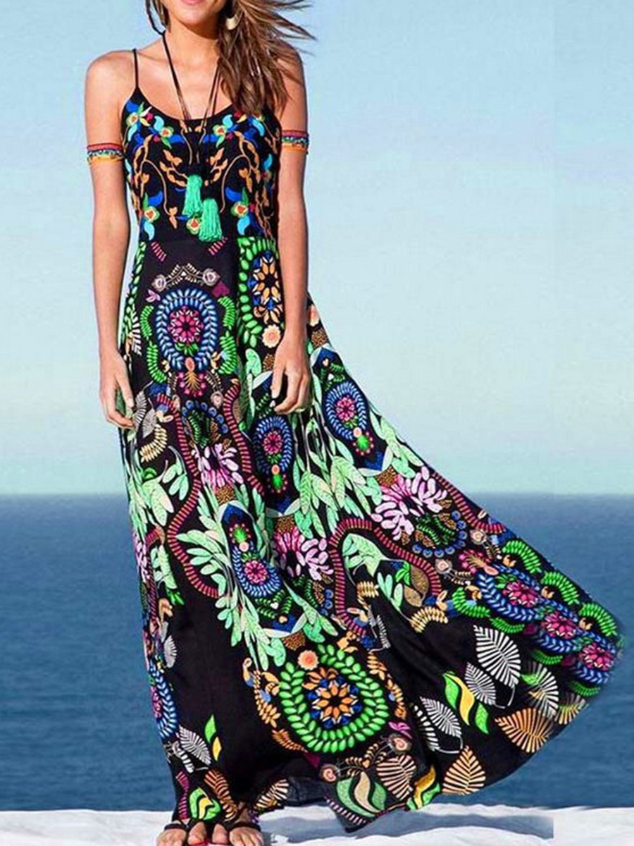 Boho Mexican Style Black Maxi Dress #boho #bohemian #bohodress #bohemiandress #bohooutfit #bohemianoutfit