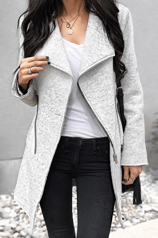 i love this Light Grey Jacket with Fold Over Collar