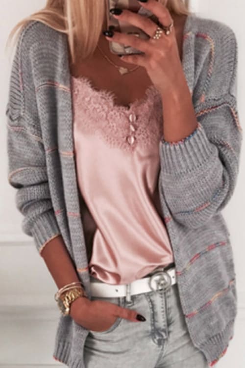 Casual Loose-Fitting Striped Cardigan