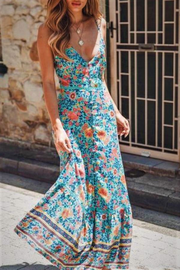 Boho Look - Beautiful Bohemian Floral Maxi Dress