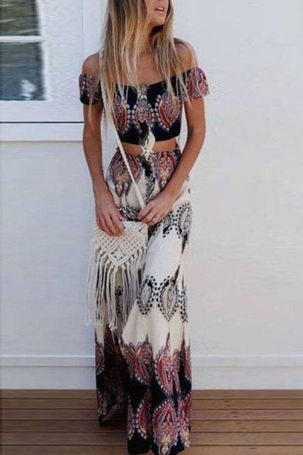 Boho Look Inspo - Boho Maxi Dress in tribal printed