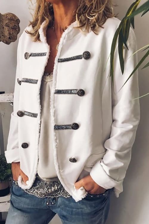 Lovely Boho Jacket in white with grey details