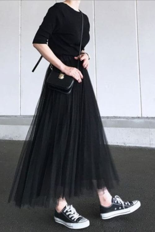 long skirt with converse