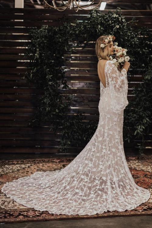 Angel Sleeves Lace Bohemian Wedding Dress