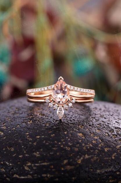 Lovely Boholux Morganite Engagement Ring pear shaped