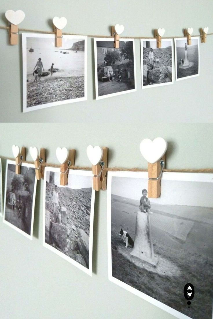 Lovely Photo Hanger with Wooden Heart Pegs