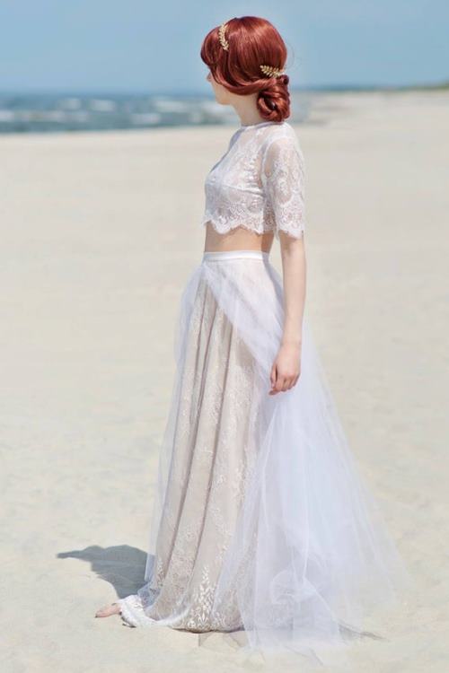 2 piece bohemian wedding dress