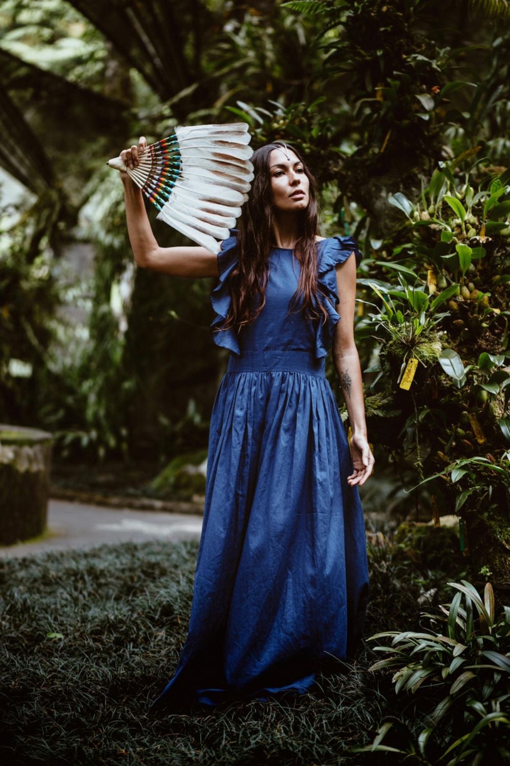 Blue Organic Bohemian Maxi Dress