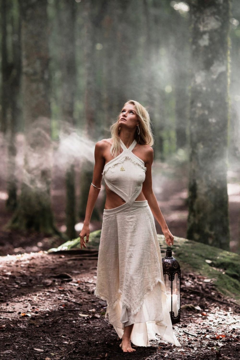 Off White Open Back Bohemian Dress • Sustainable Boho Dress