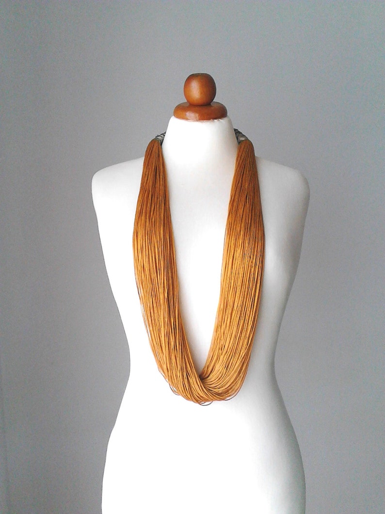 Boho & hippie Cooper silk cord and silk fabric Necklace by Plexisart