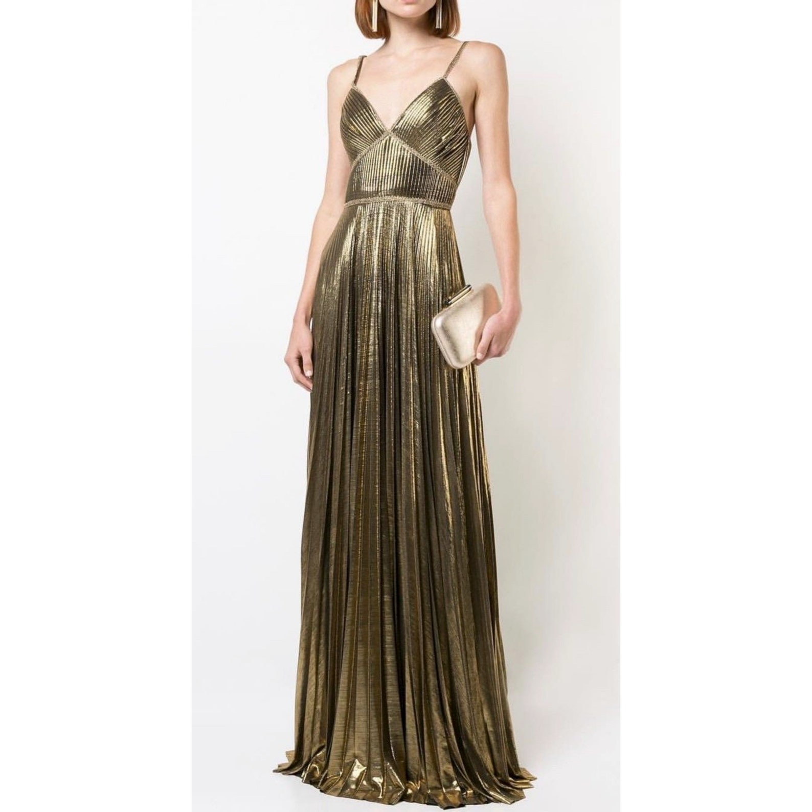 Look gorgeous in these captivating metallic foil print pleated dresses.